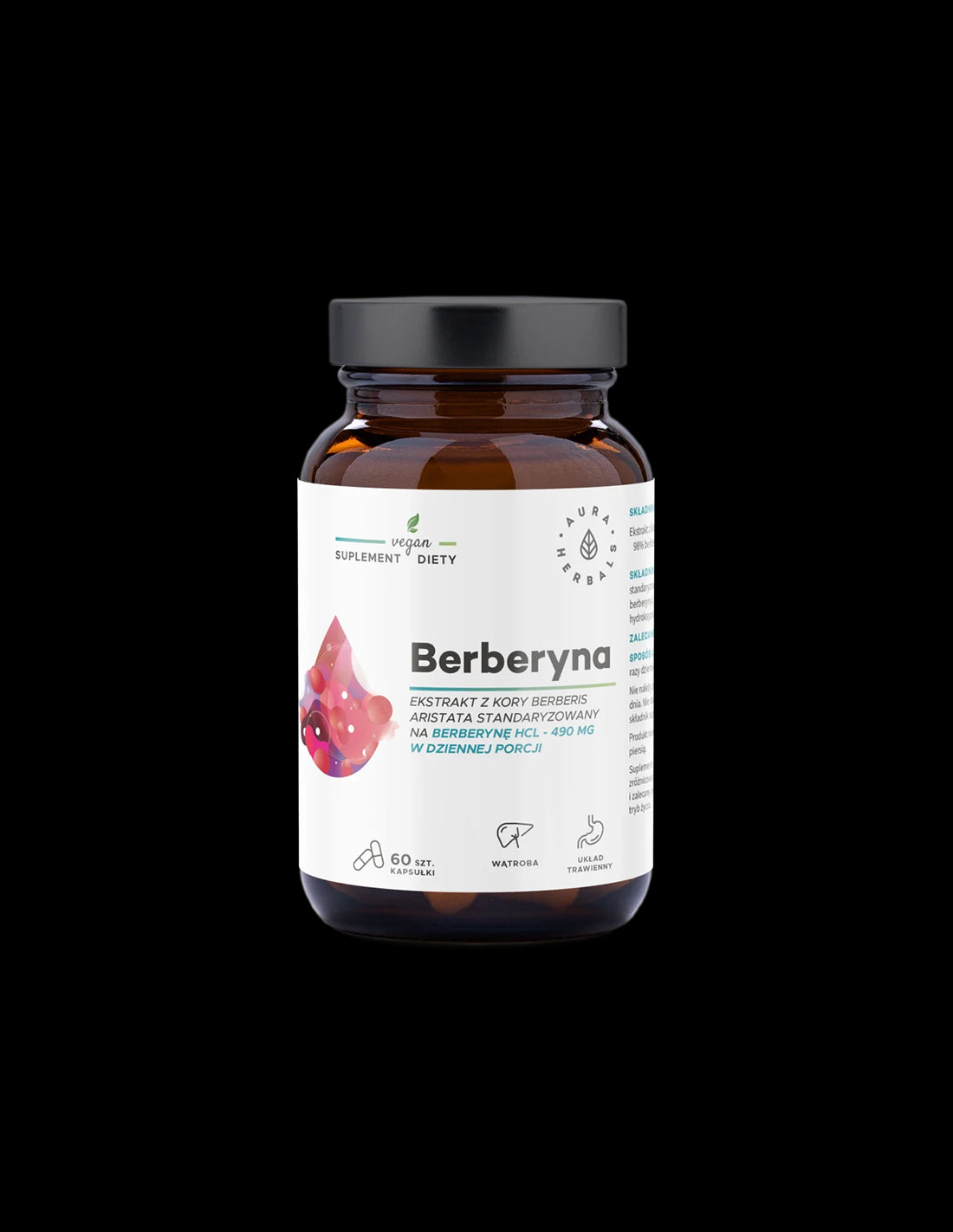 Blood sugar and cholesterol control - Berberine, 490 mg x 60 capsules Aura Herbals - Nutra Best Europe