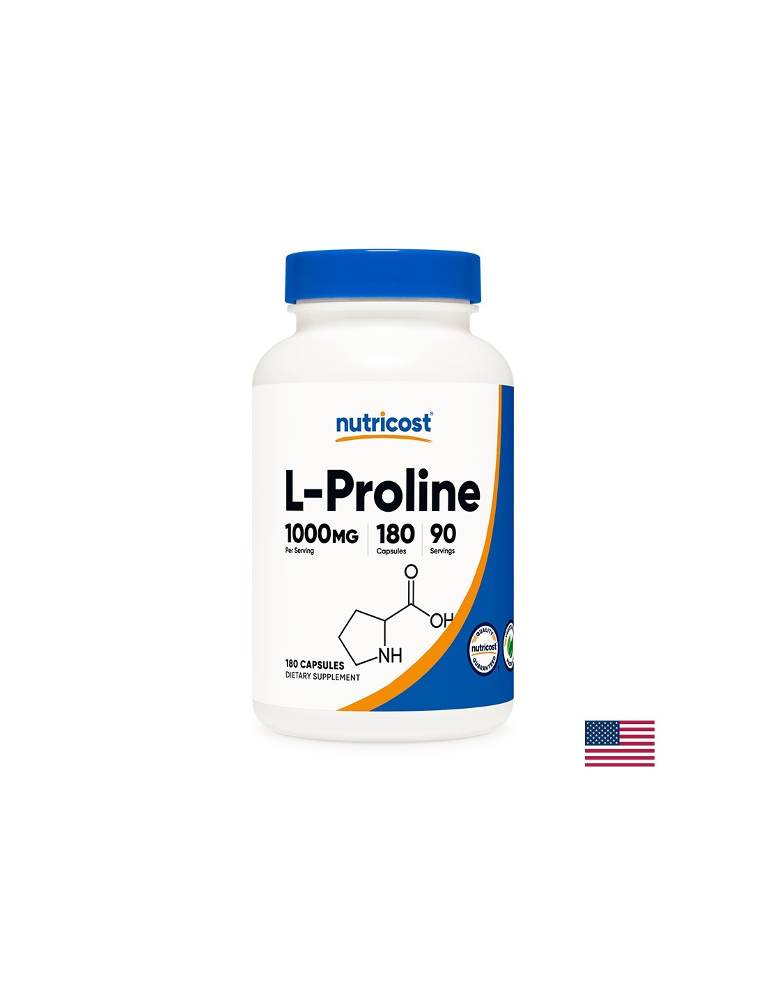 Bones and joints - L-Proline, 500 mg/180 capsules, 90 doses Nutricost - Nutra Best Europe