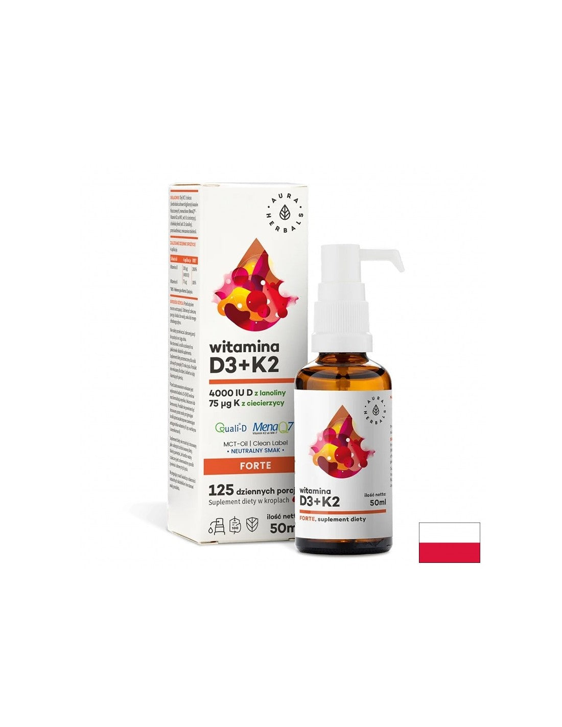 Bones and joints - Vitamin D3 1000 IU + K2 18.75 µg Forte, 50 ml oral spray - Nutra Best Europe