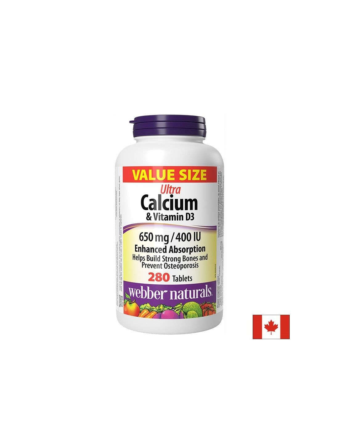 Bone system - Ultra Calcium 650 mg + Vitamin D3 400 IU, 280 tablets - Nutra Best Europe