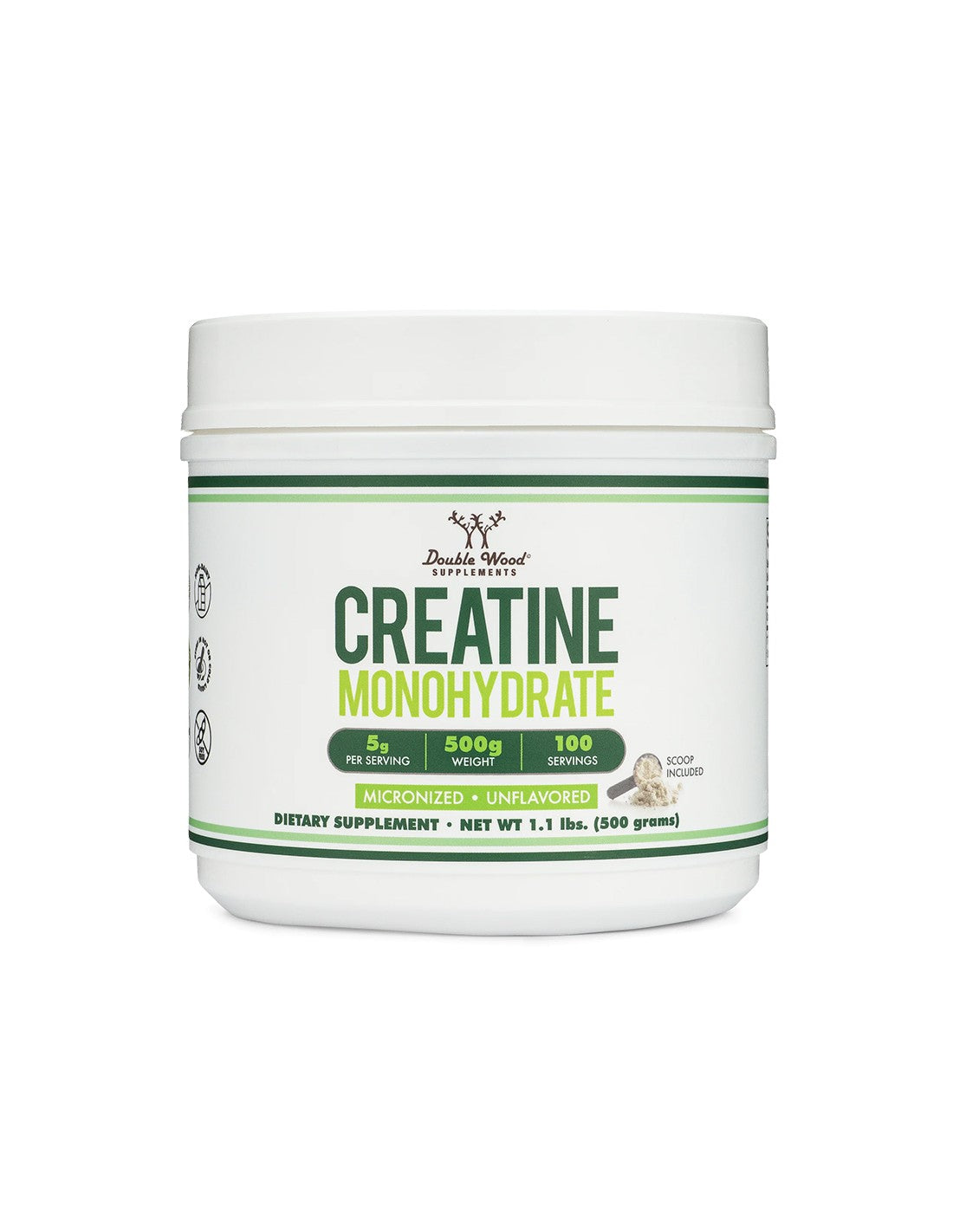Creatine Monohydrate (micronized, unflavored), 500 g powder x 100 daily doses Double Wood - Nutra Best Europe