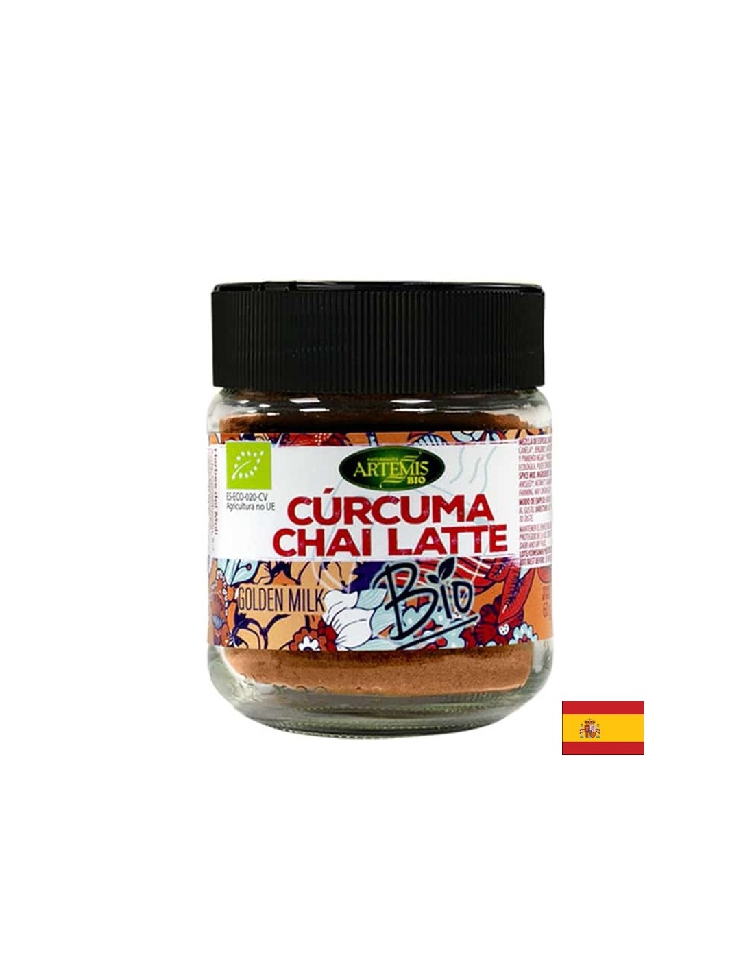 For flavoring drinks - herbal mixture Curcuma Chai Latte - With turmeric, cardamom and other organic spices, 60 g, powder - Nutra Best Europe