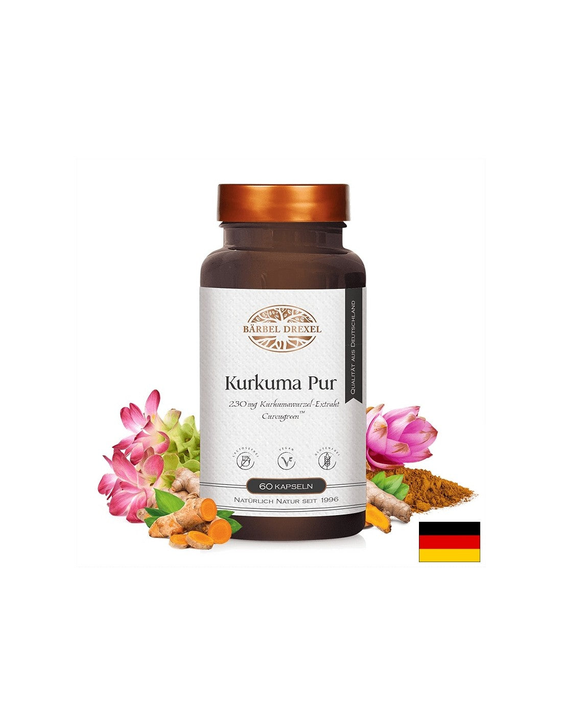 Turmeric - Digestion, Liver and Gallbladder - Kurkuma Pur, 60 Capsules Bärbel Drexel - Nutra Best Europe