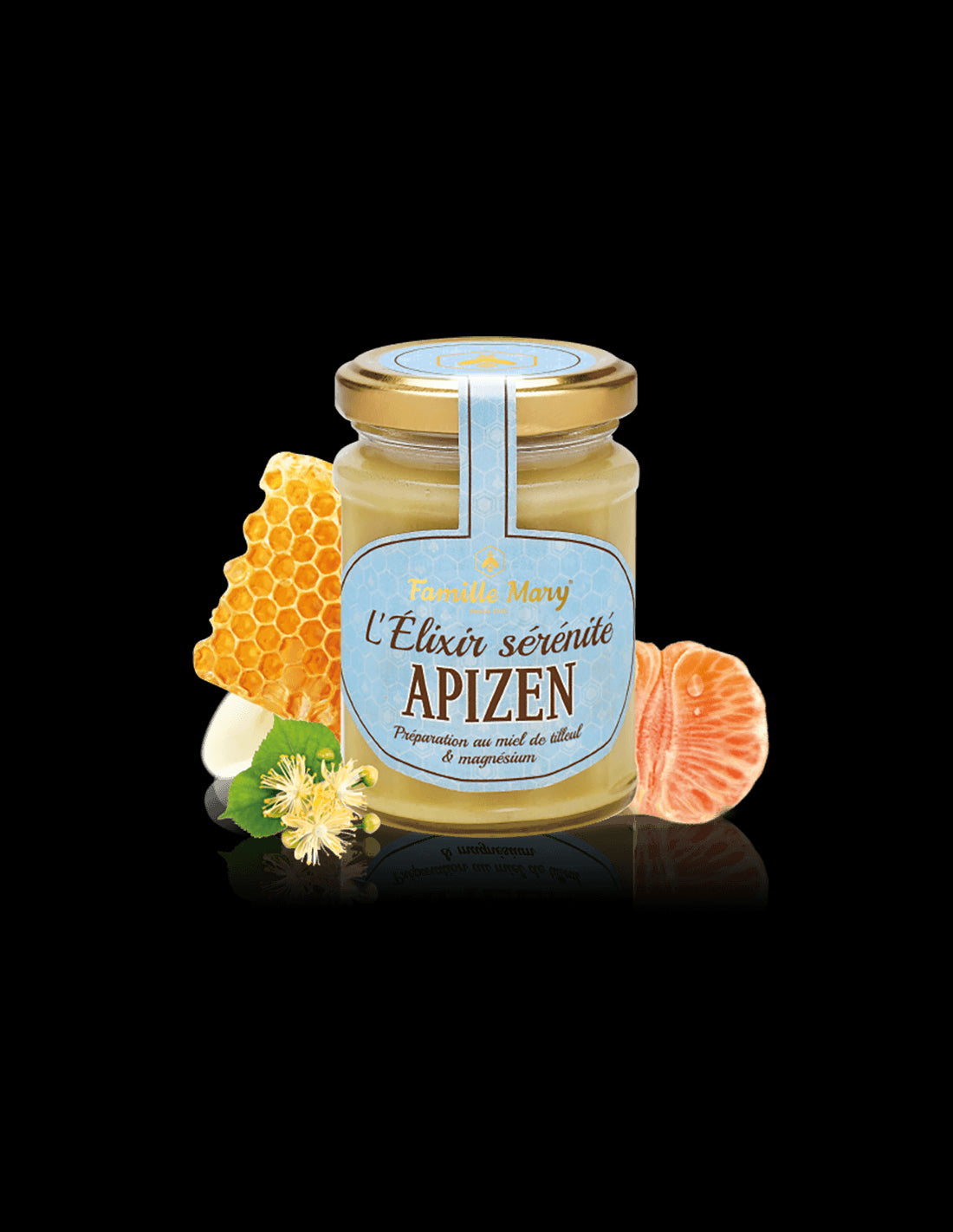 L' Elixir sérénité Apizen/ Apizen (linden honey + magnesium and red mandarin essential oil), 200 g Famille Mary - Nutra Best Europe