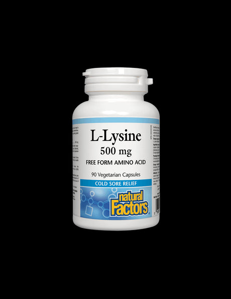 Herpes Simplex, Osteoporosis & Heart Health - L-Lysine 500mg, 90 Capsules Natural Factors - Nutra Best Europe
