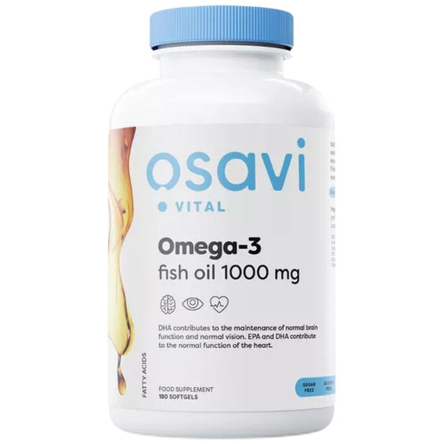 Omega 3 Fish Oil 1000 mg | Molecularly Distilled - 180 Gel capsules - Nutra Best Europe