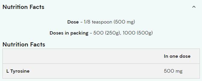L-Tyrosine Powder 250 grams - Nutra Best Europe