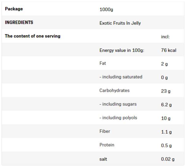 Frulove in Jelly | Exotic Fruits 1000 grams - Nutra Best Europe
