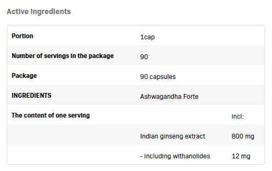 Ashwagandha Forte - 90 capsules - Nutra Best Europe
