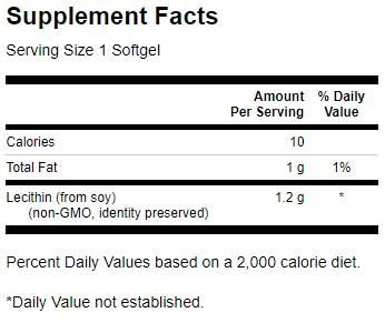 Lecithin Non-GMO 1200 mg 180 Gel capsules - Nutra Best Europe