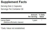 Full Spectrum Lemon Balm 60 capsules - Nutra Best Europe