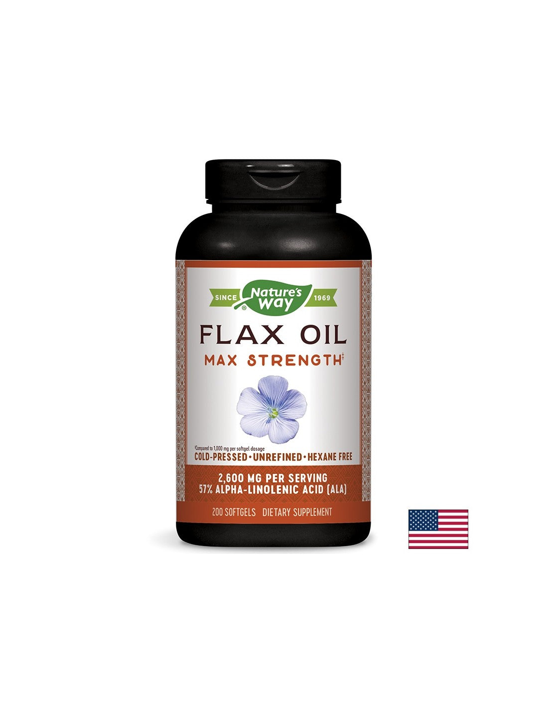 Flax Oil 1300 mg 57% ALA - 200 Softgels - Nutra Best Europe