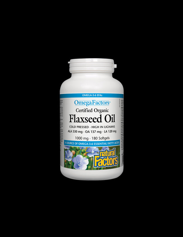 Certified Organic Flaxseed Oil - 180 Gel capsules - Nutra Best Europe