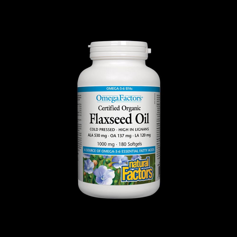 Certified Organic Flaxseed Oil - 180 Gel capsules - Nutra Best Europe