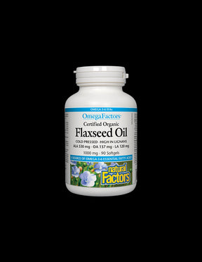 Flaxseed Oil - Flaxseed Oil 1000 mg, 90 softgel capsules Natural Factors - Nutra Best Europe