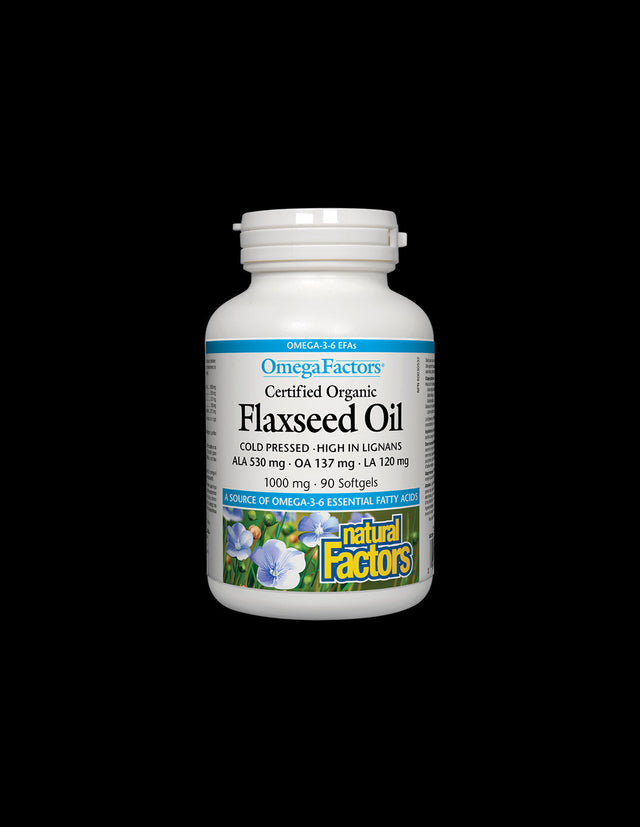 Flaxseed Oil - Flaxseed Oil 1000 mg, 90 softgel capsules Natural Factors - Nutra Best Europe