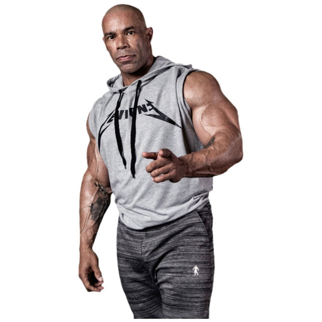 Men's sweatshirt without sleeves / LM Hoodie Sleeveless Grey - Nutra Best Europe