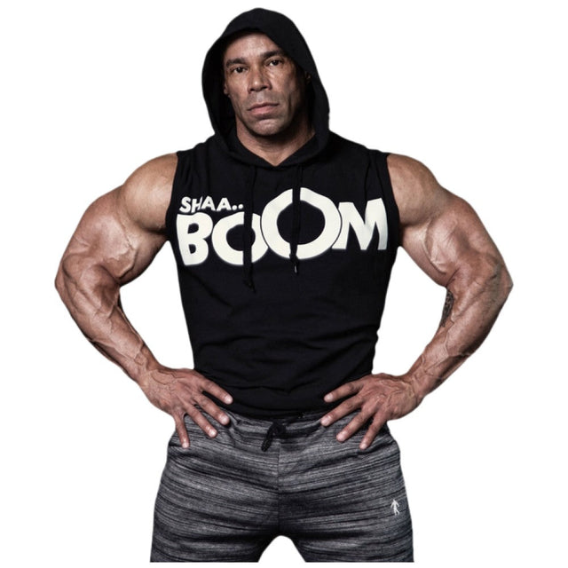 Men's sweatshirt without sleeves / LM Hoodie Sleeveless Shaa Boom - Black - Nutra Best Europe