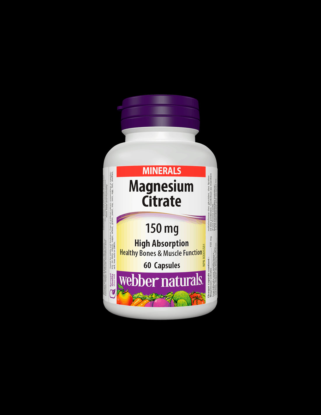 Magnesium Citrate / With high absorption / 150 mg, 60 capsules Webber Naturals - Nutra Best Europe