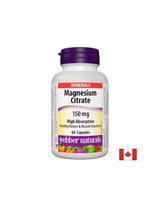 Magnesium Citrate / With high absorption / 150 mg, 60 capsules Webber Naturals - Nutra Best Europe
