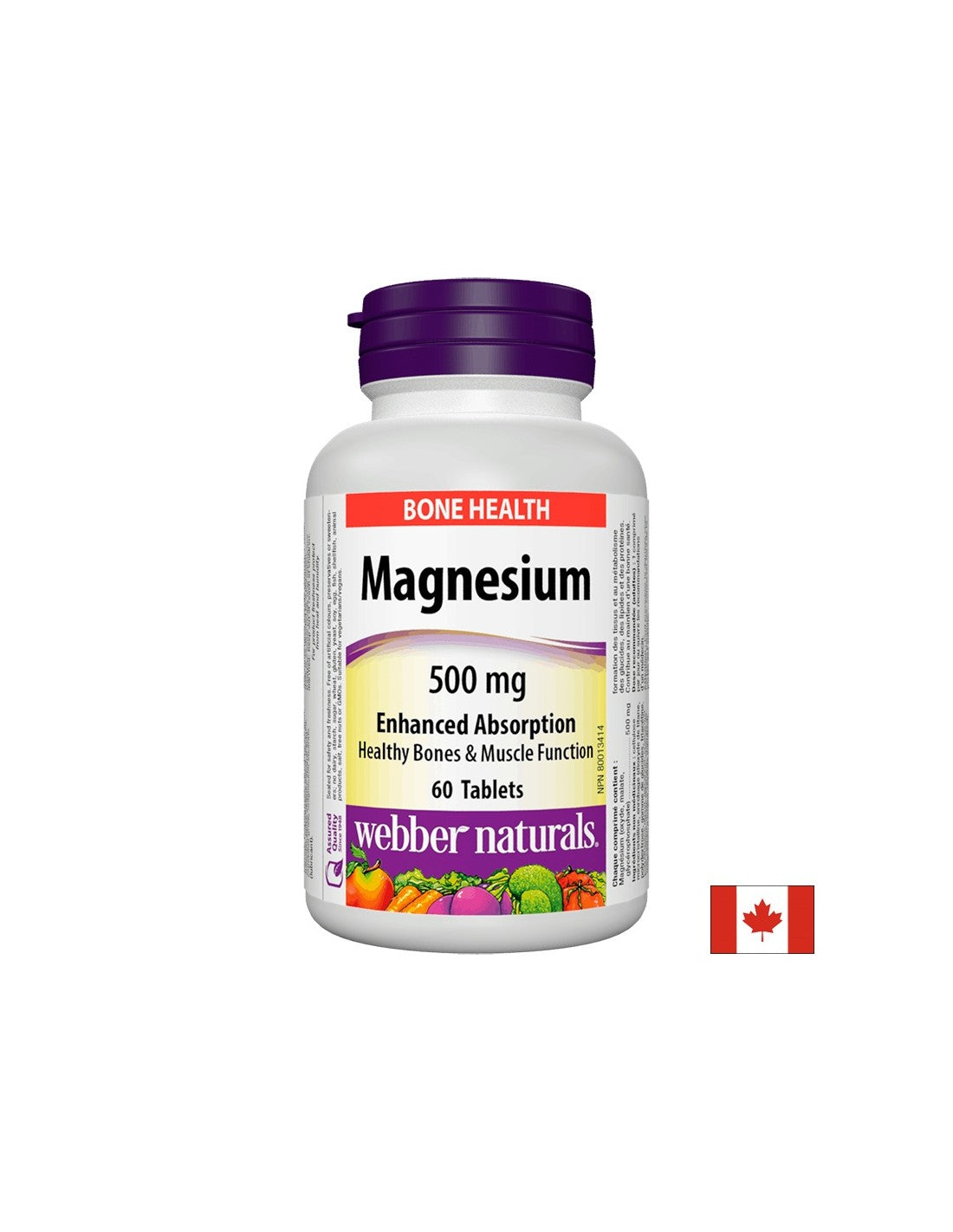 Magnesium 500 mg x 60 tablets with optimal absorption Webber Naturals - Nutra Best Europe