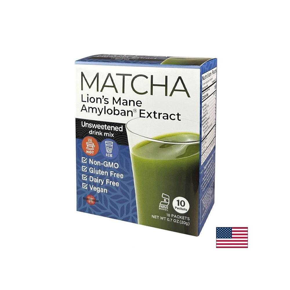 Matcha with Lion's Mane extract Amyloban® - super focus - Energy boost and concentration - Instant drink, 10 sachets - Nutra Best Europe