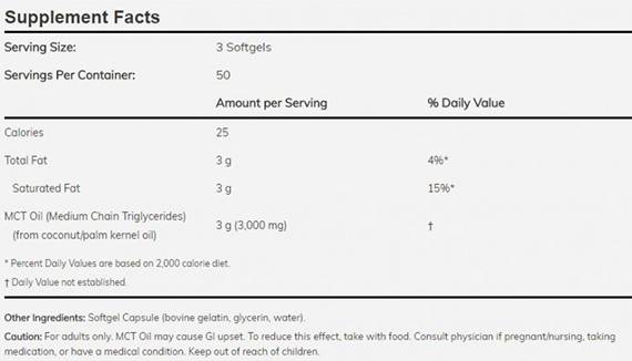 MCT Oil 1000 mg - 150 Softgels - Nutra Best Europe