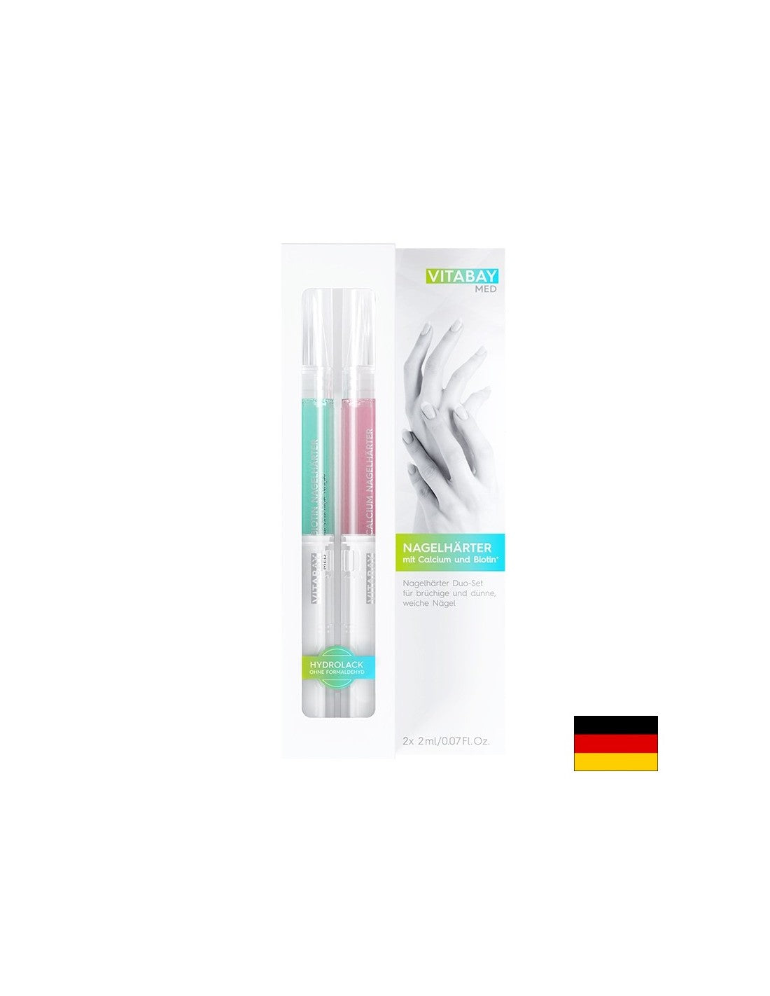 MED Nagelhärter Duo-Set - Set of nail strengthener duo with calcium and biotin, 2 x 2 ml Vitabay - Nutra Best Europe