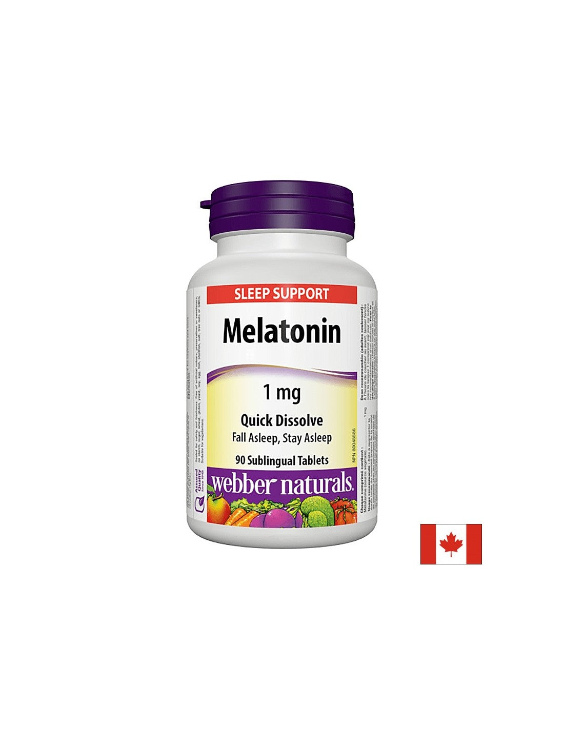 For insomnia - Melatonin 1 mg, 90 sublingual tablets Webber Naturals - Nutra Best Europe