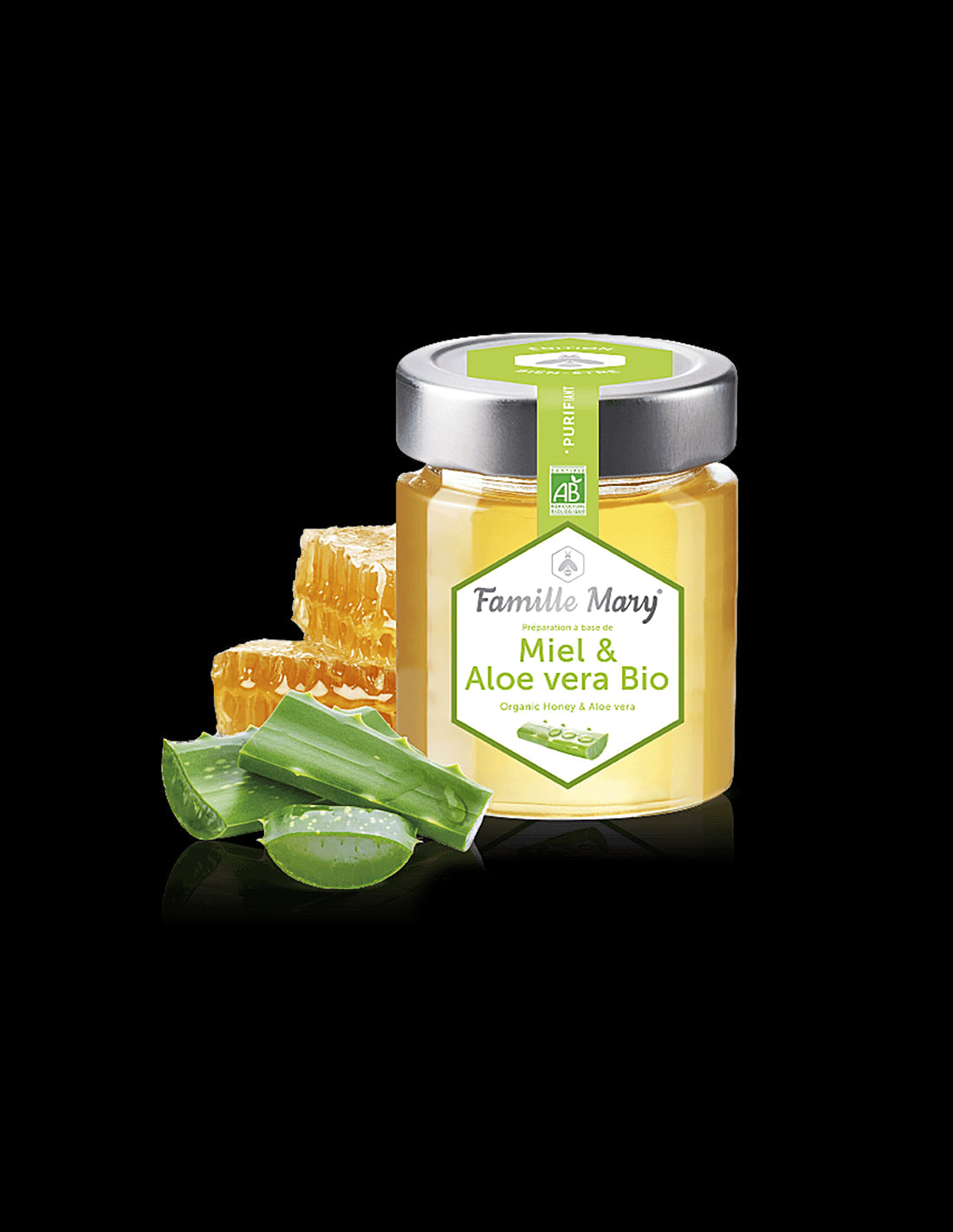 Miel & Aloe Vera Bio / Bio acacia honey + aloe vera, 170 g Famille Mary - Nutra Best Europe