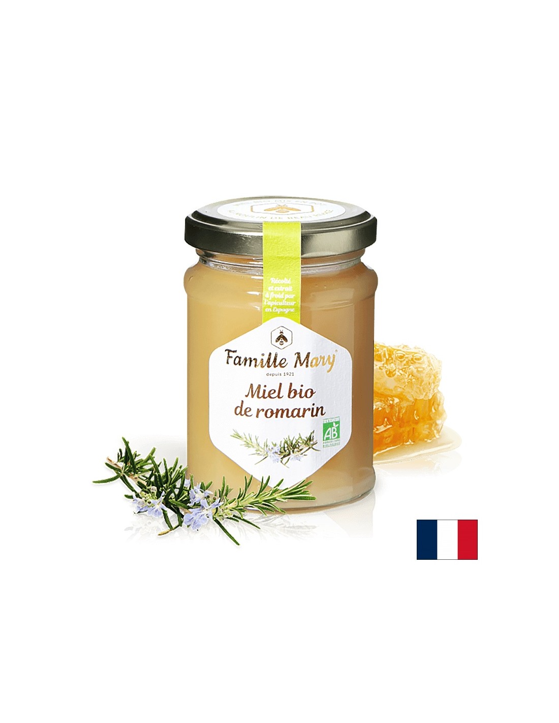 Miel bio de romarin/ Organic rosemary honey, 230 g Famille Mary - Nutra Best Europe