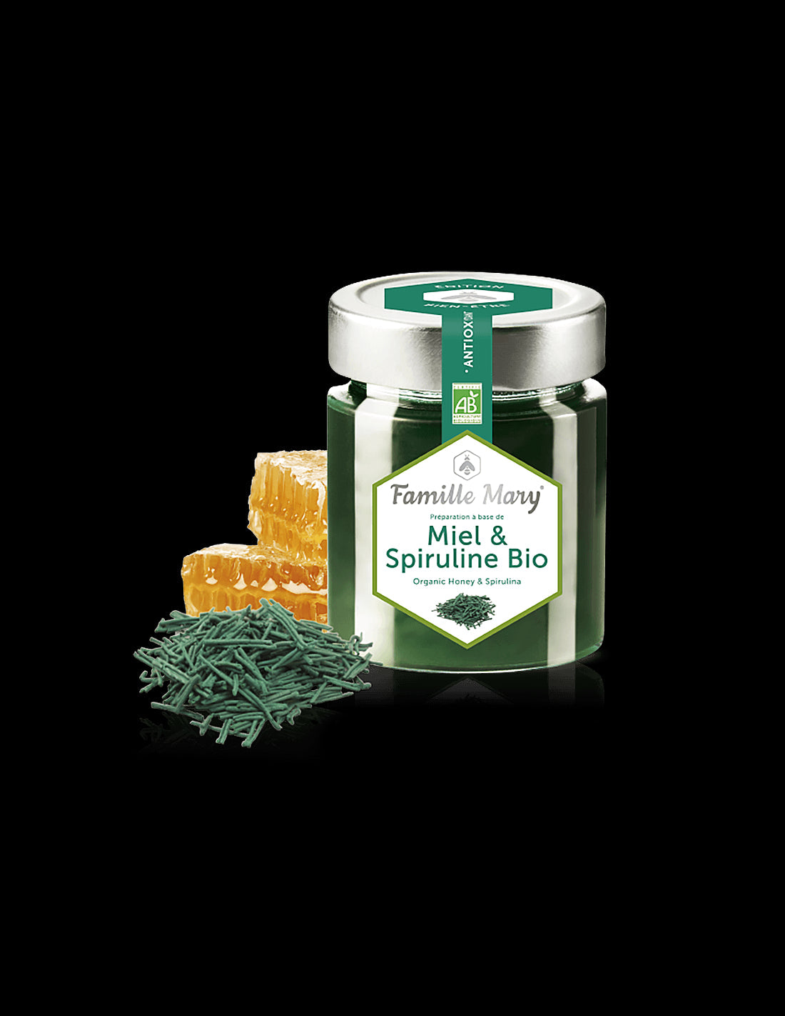 Miel & Spiruline Bio / Bio acacia honey + spirulina, 170 g Famille Mary - Nutra Best Europe