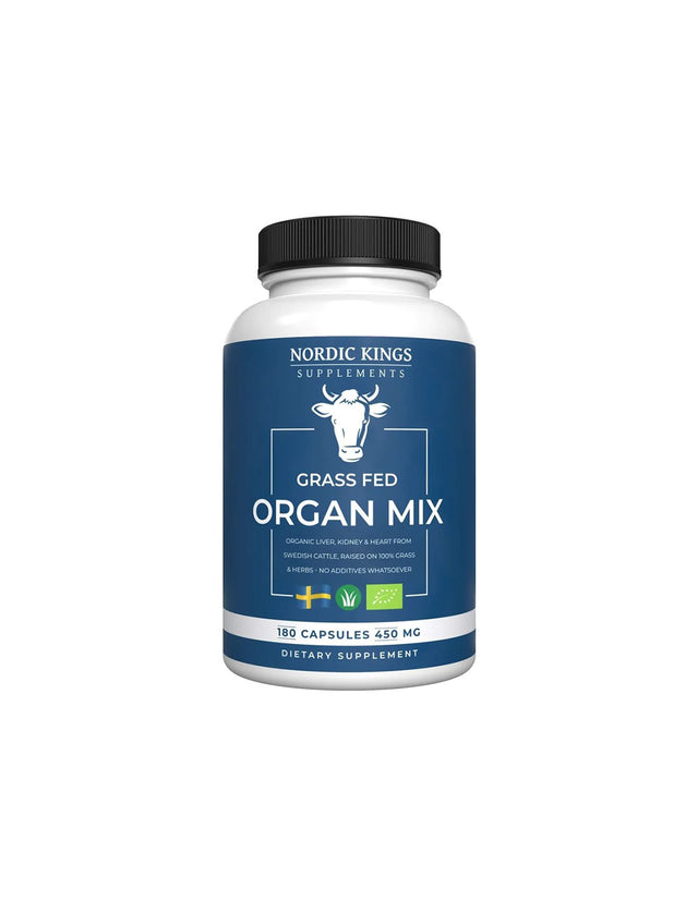 Mix of beef liver, kidney and heart from grass-fed animals (Organic), 180 capsules Nordic Kings - Nutra Best Europe