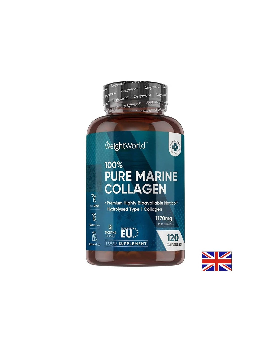 Young skin, healthy joints - Marine collagen (type I), 120 capsules Weight World - Nutra Best Europe