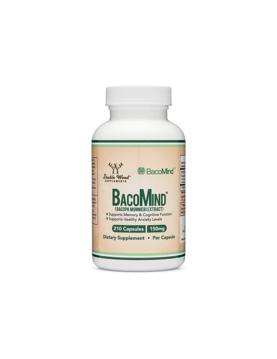 Brain function - Bacopa Monieri BacoMind™, 210 capsules Double Wood - Nutra Best Europe