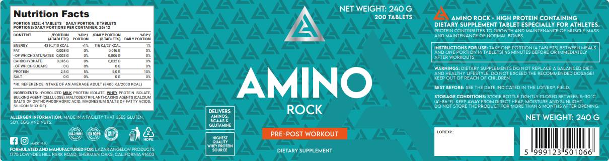 LA Amino Rock | Whey Amino Tablets - 200 Tablets - Nutra Best Europe