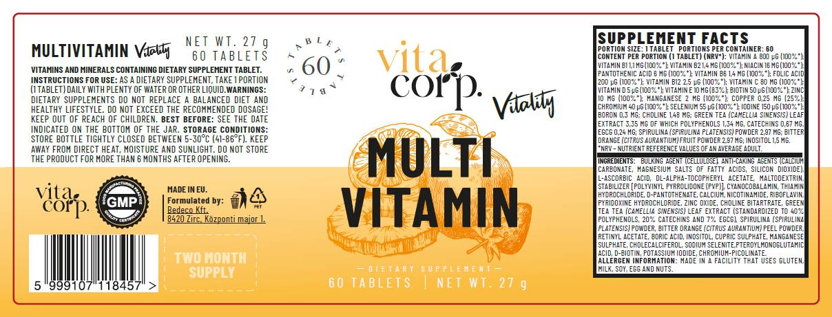 MultiVitamin Vitality - 60 Tablets - Nutra Best Europe