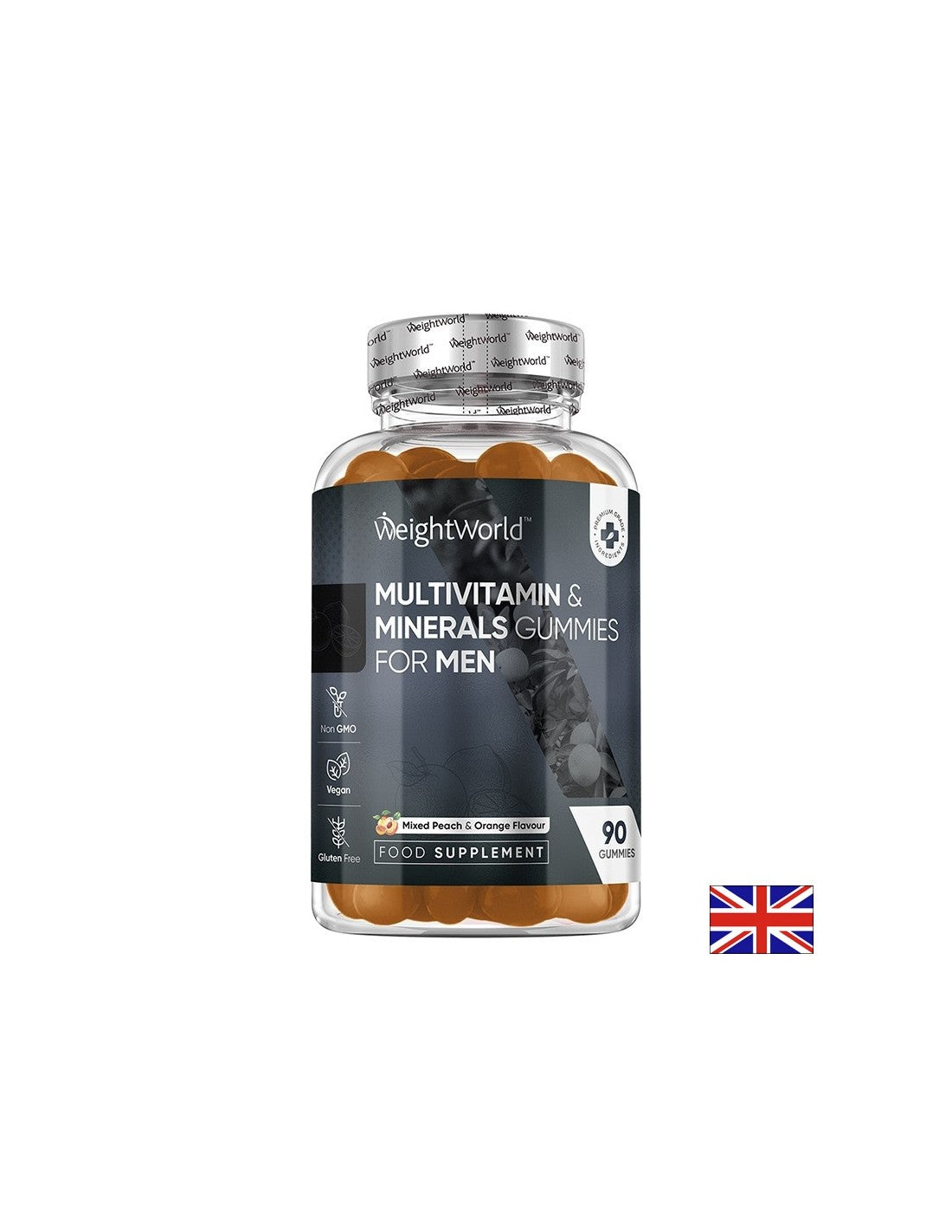 Multivitamins and Minerals for men, 90 jelly tablets with strawberry and raspberry flavor - Nutra Best Europe