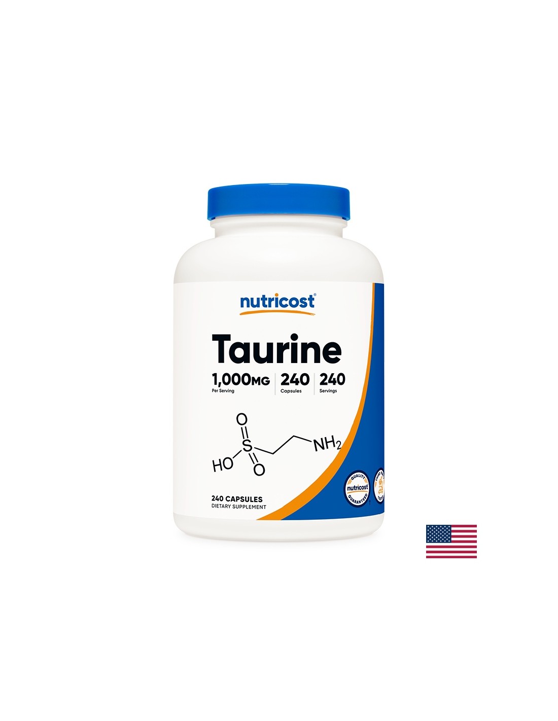 Muscle function and endurance - Taurine, 1000 mg, 240 capsules Nutricost - Nutra Best Europe