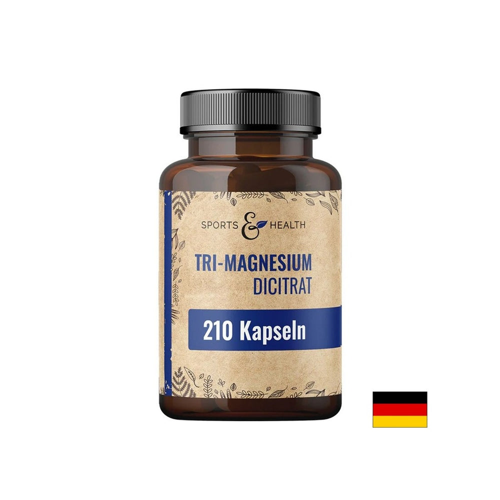 Muscle function, heart and neurological health - Magnesium (tri-magnesium-dicitrate), 120 mg x 210 capsules - Nutra Best Europe