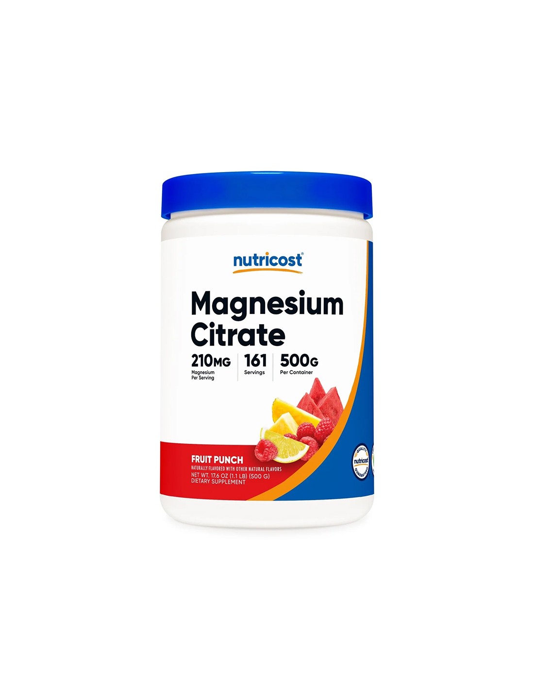 Muscular, cardiac and nervous system - Magnesium (citrate), 210 mg x 500 g powder, fruit punch flavor - Nutra Best Europe
