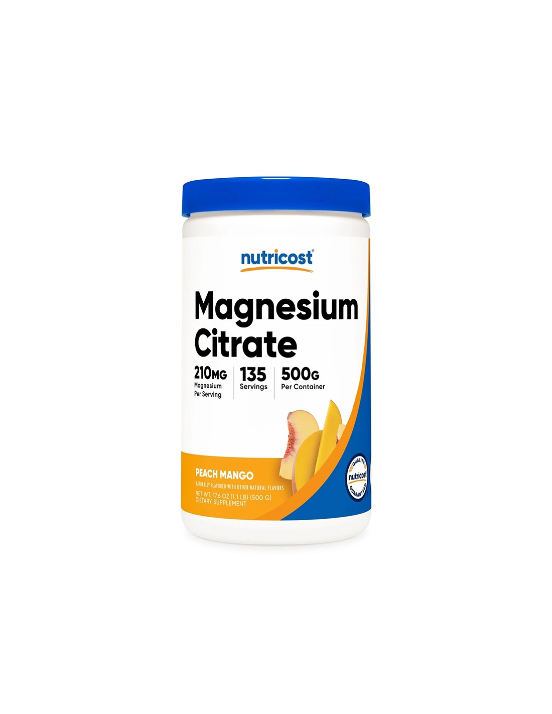 Muscular, cardiac and nervous system - Magnesium (citrate), 210 mg x 500 g powder, peach and mango flavor - Nutra Best Europe