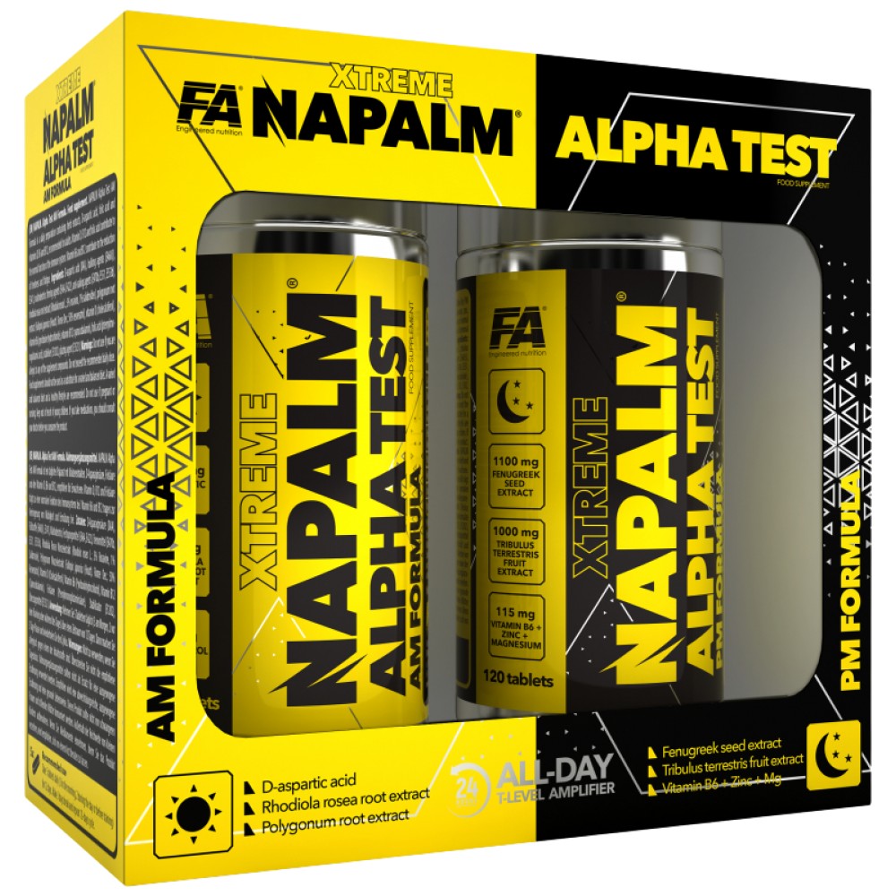 Xtreme Napalm Alpha Test | AM & PM Formula - 120 + 120 Tablets - Nutra Best Europe