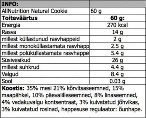 Natural Cookie - 60 grams - Nutra Best Europe