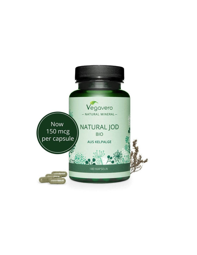 Natural Jod Bio Aus Kelpalge/ Natural iodine from organic algae, 180 capsules, 100% Vegan Vegavero - Nutra Best Europe