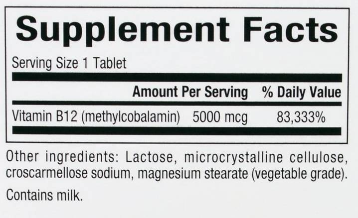 B12 Methylcobalamin 5000 mcg - 60 Chewable Tablets - Nutra Best Europe