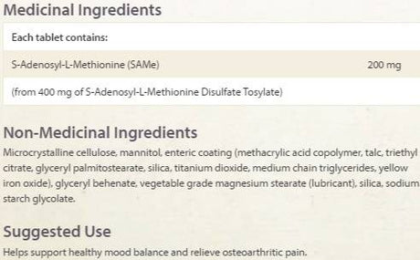 SAM-e 200 mg - 30 Tablets - Nutra Best Europe