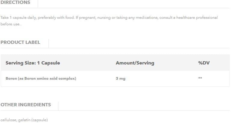 Boron 3 mg - 100 capsules - Nutra Best Europe