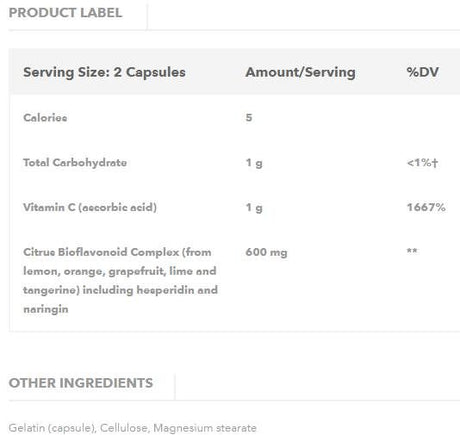 Vitamin C with Bioflavonoids 500 mg - 100 capsules - Nutra Best Europe