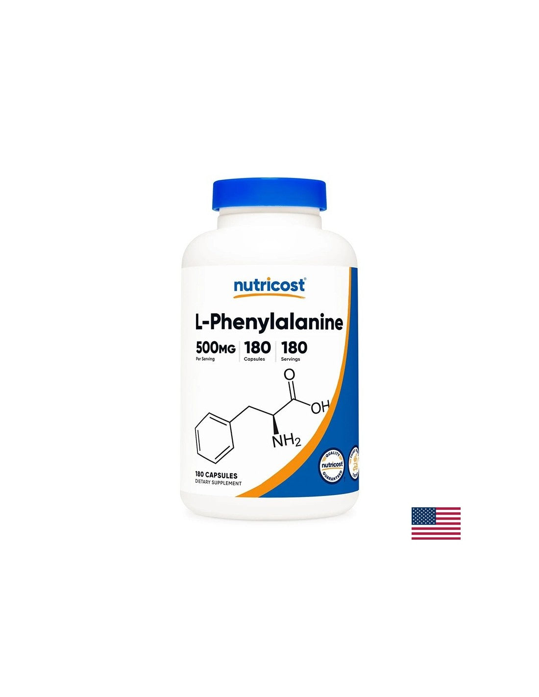 Nerve and Brain Function - L-Phenylalanine, 180 Nutricost Capsules - Nutra Best Europe